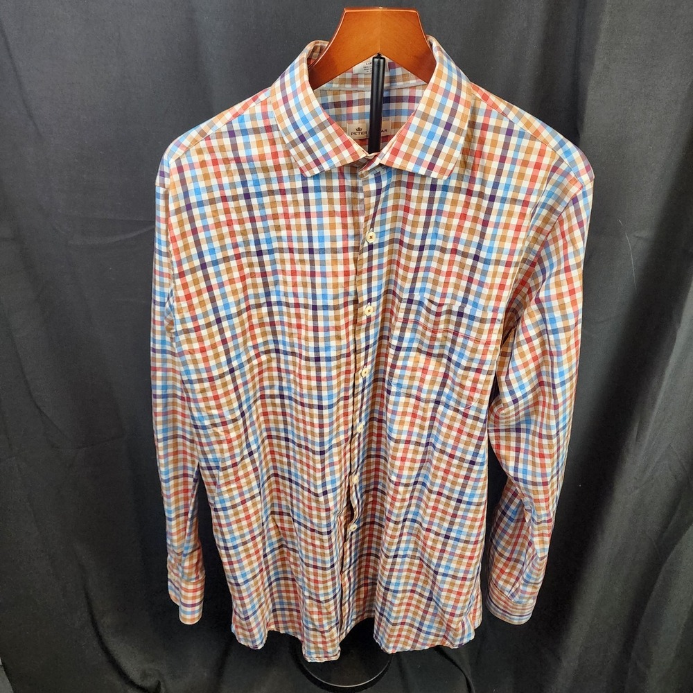 Peter Millar Plaid Multicolor‎ Button Up Long Sleeve Size L